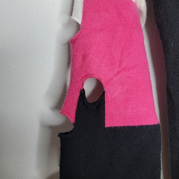 Joseph Ribkoff Black / White /‎ Pink Cut Out Half Sleeves V-Neck Women's Top M - Picture 4 of 5